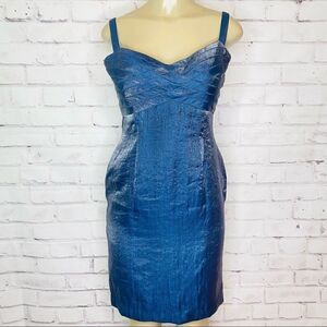 Adrianna Papell Blue lame Sleeveless Sheath Dress